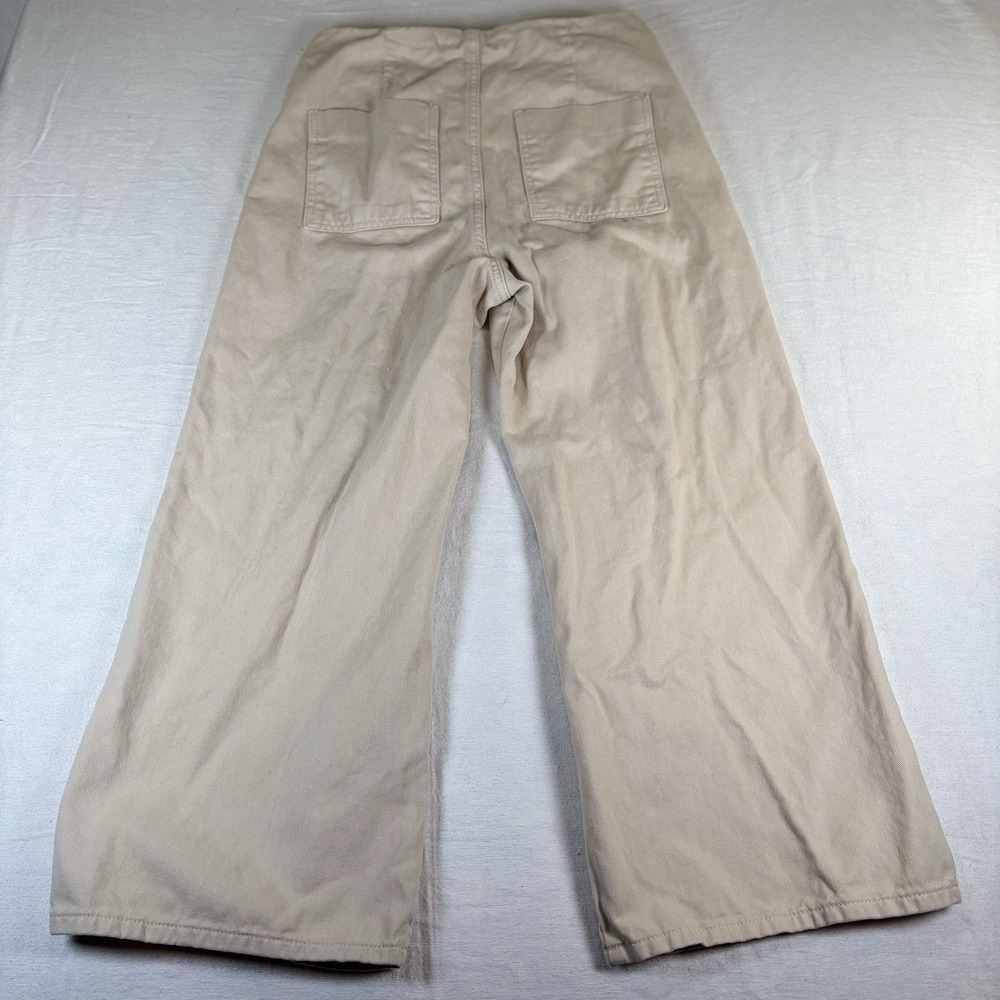 Zara Women's Cropped Wide Leg Beige Denim Pants Size 8 - Picture 2 of 9